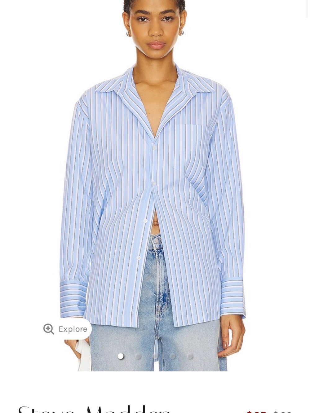 Steve Madden Blue & White Striped Button-Up Shirt